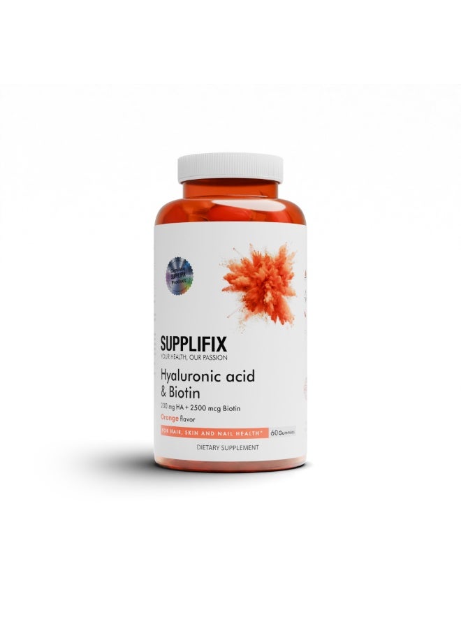 Supplifix Hyaluronic Acid & Biotin Gummies for Skin, Hair & Nail Support, 60 Gummies - Image 1