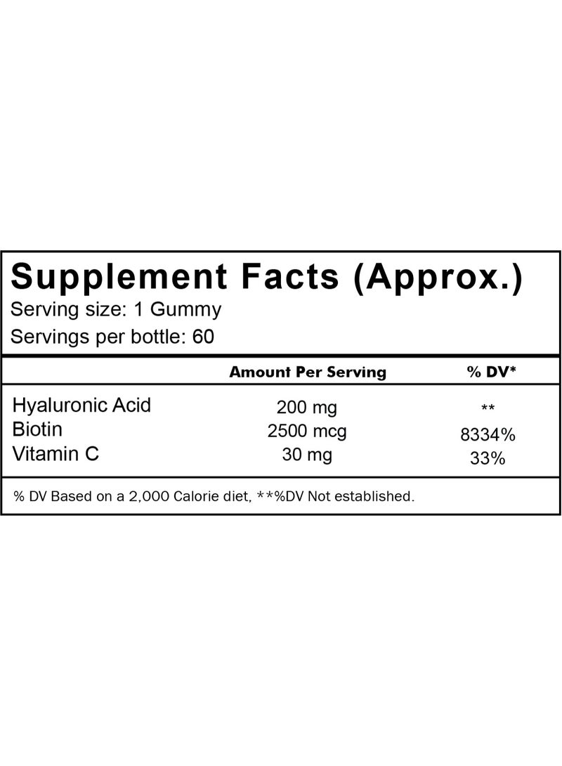 Supplifix Hyaluronic Acid & Biotin Gummies for Skin, Hair & Nail Support, 60 Gummies - Image 5