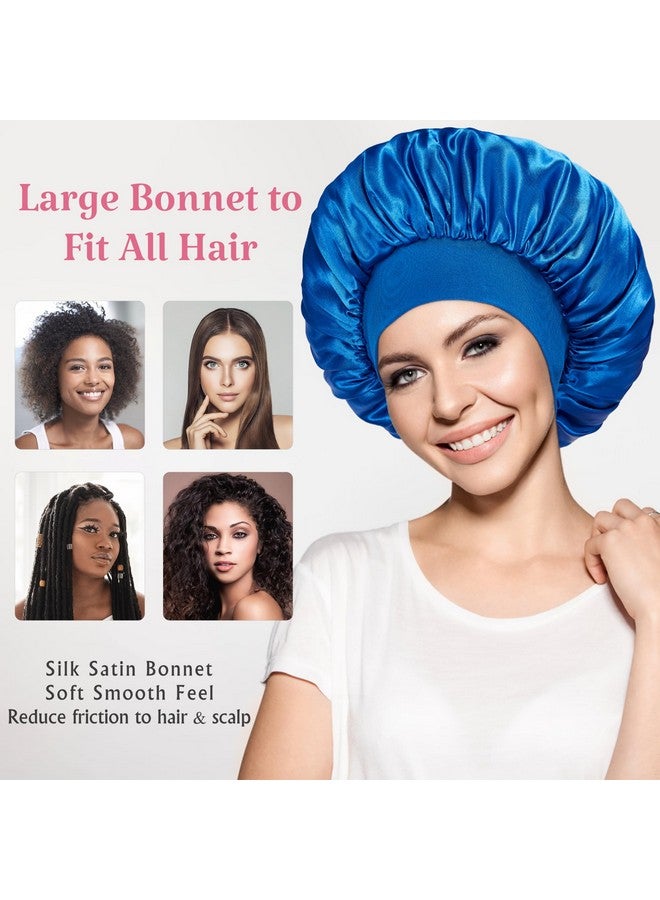vidsel 2Pcs Sleep Caps For Women Satin Bonnet Silk Bonnet For Sleeping Bonnets For Black Women Hair Bonnet For Sleeping Large Sleep Cap Wide Soft Band Bonnet For Curly Hair - Image 3