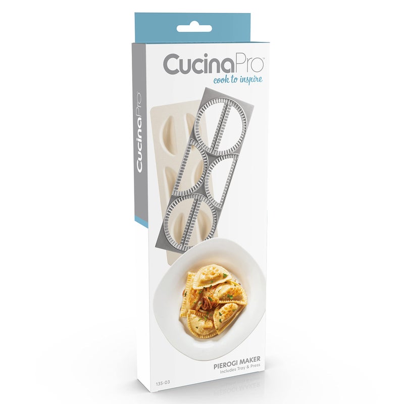 كوتشينا برو صانع البيروجي من Cucinapro مع صينية وضغط - يصنع 6 فطائر بيروجيس أو معجنات في وقت واحد - مجموعة محمولة متينة من الفولاذ المقاوم للصدأ وسهلة الاستخدام - يجب أن تمتلك أداة الطبخ - Image 3