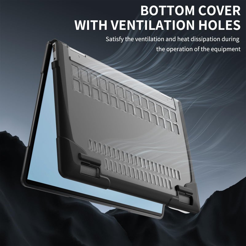 Batianda Protective Case for 14" HP Envy X360 2-in-1 2K Touch-Screen Laptop 2024 Release- Shockproof Design Matte Finish Durable Cover with TPU Edges Scratch-Resistant Stylish, Black - Image 5