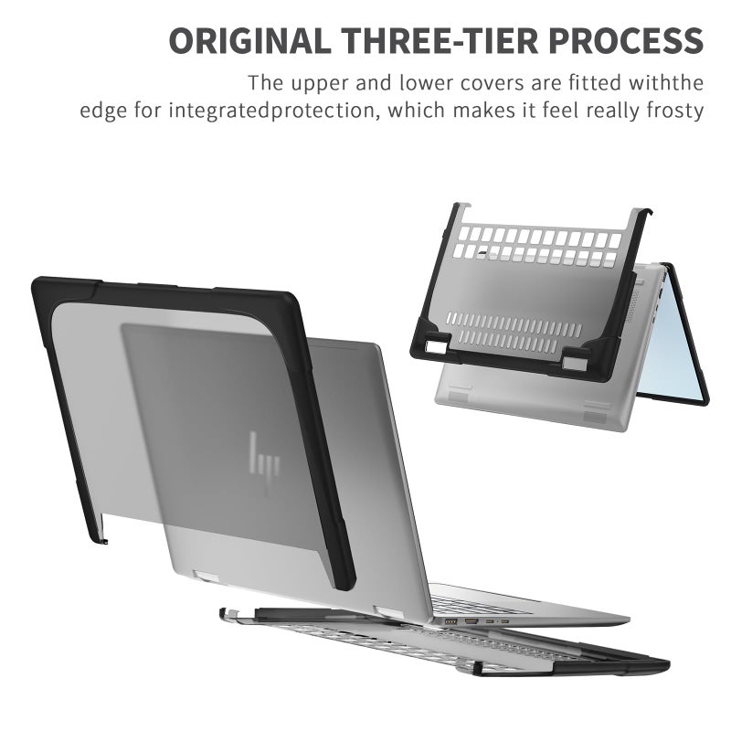 Batianda Protective Case for 14" HP Envy X360 2-in-1 2K Touch-Screen Laptop 2024 Release- Shockproof Design Matte Finish Durable Cover with TPU Edges Scratch-Resistant Stylish, Black - Image 3
