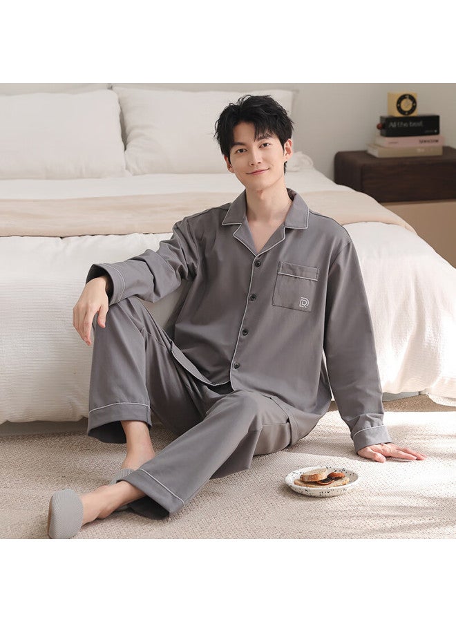 Fenteng Kean Men's Spring And Autumn Modal Ice Silk Cooling Pajamas Long Sleeve Two-piece Summer Casual Comfortable Homewear