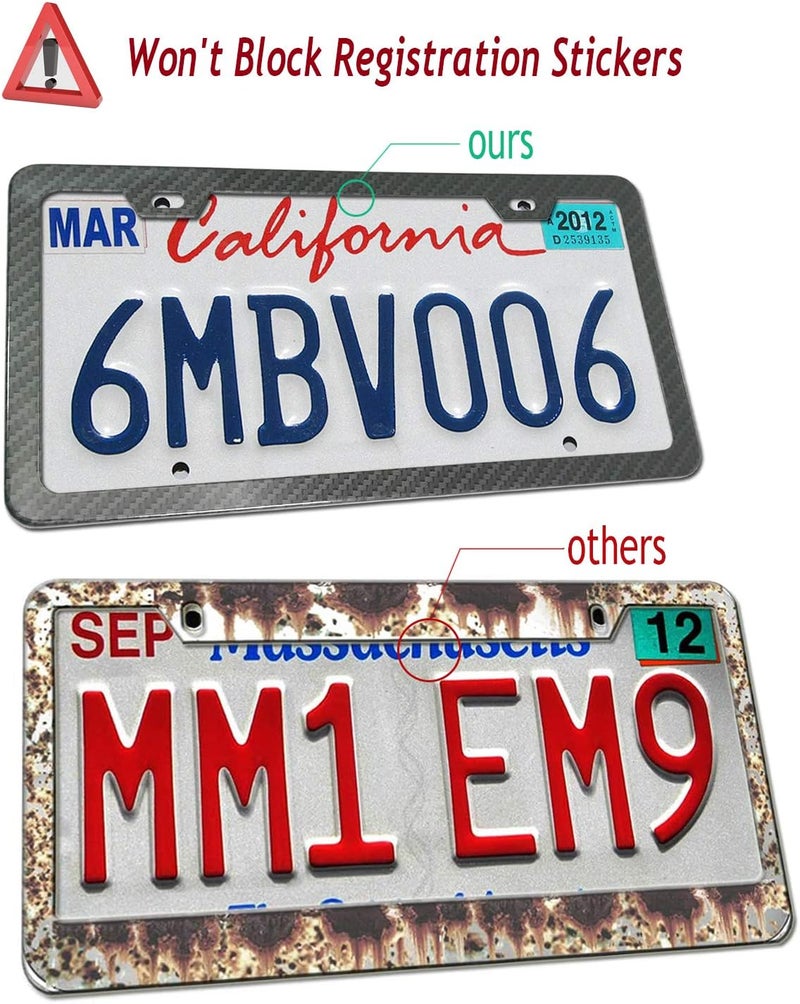 Aootf Anti-Theft License Plate Frame Kit - Carbon Fiber Pattern, Heavy Duty Aluminum Bracket with Mounting Hardware - Image 3
