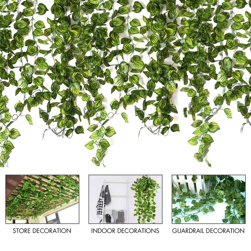 Noverlife 10PCS 24m78ft Artificial Greenery Hanging Ivy Vine Plants Foliage Fake Garland String Twigs Leaves Faux Creeper Rattan for Home Office Party Garden Wall Decoration - Image 4