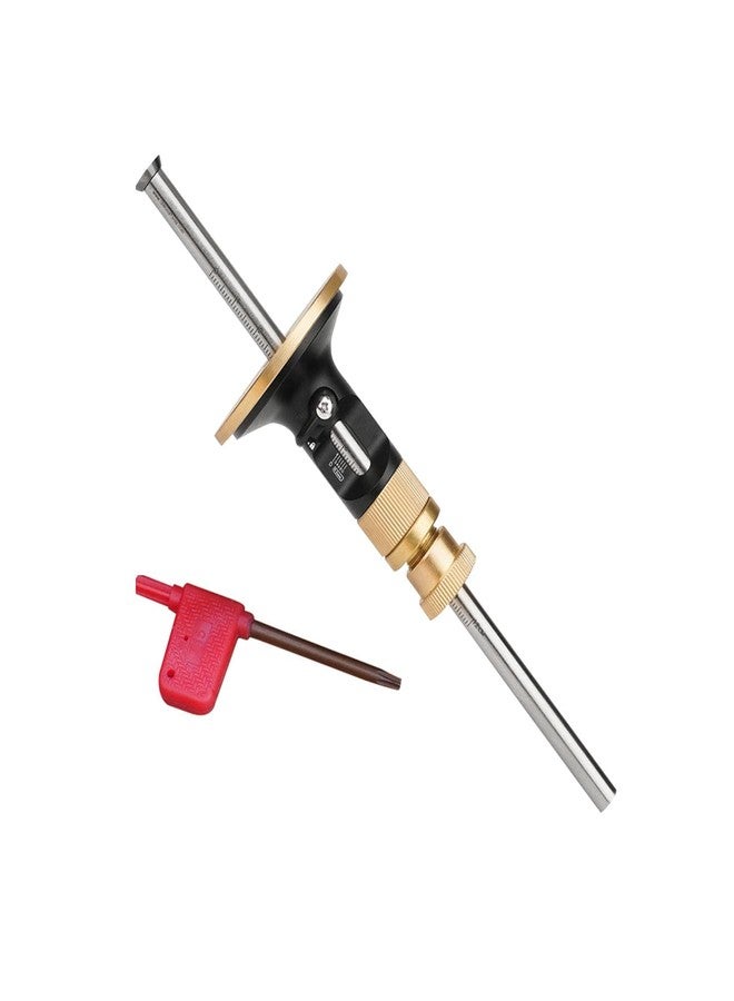 EMVANV Wheel Marking Gauge Kit, Marking Gauge, Wood Scribe Tool, Metric Micro Adjuster Ruler, Woodworking Tools Scriber for Woodworking (Black+Gold) - Image 1