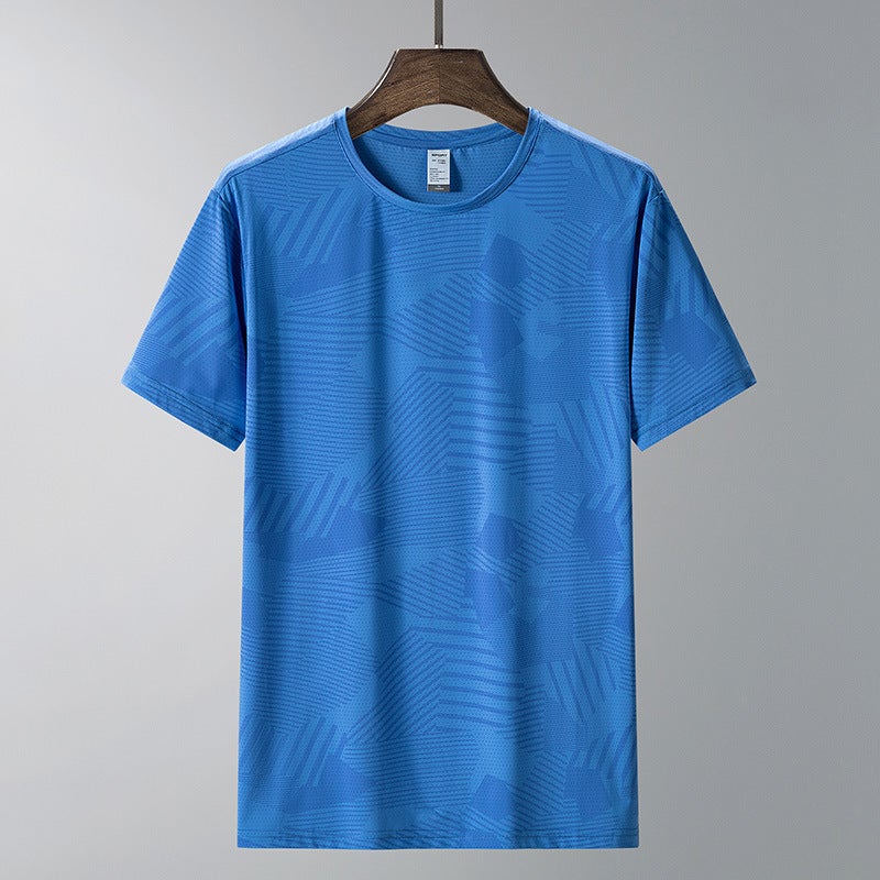 Summer Thin Breathable Quick-Drying Ice Silk T-Shirt Bottoming Shirt Trbottomy Brand Texture Large Size Short-Sleeved T-Shirt Dad Sports Top - Image 3