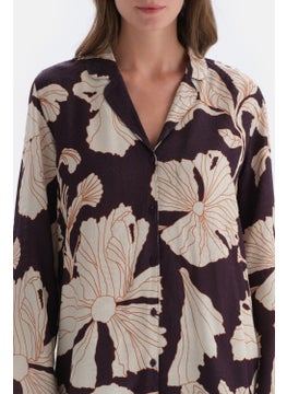 dagi Woven Shirt with Purple Flower Print Detail  - Image 4