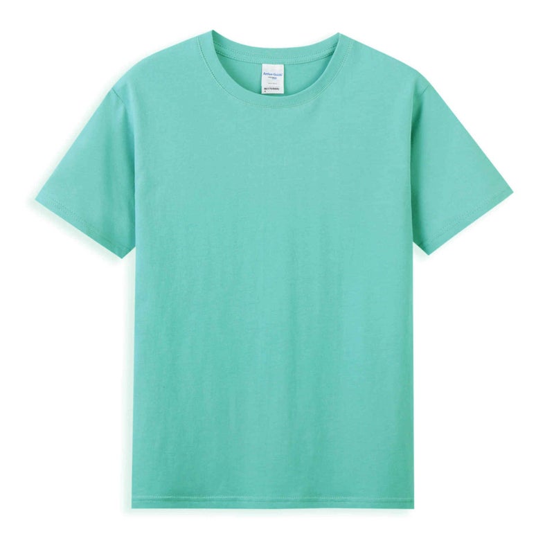 AG40 double yarn combed cotton short sleeve light plate blank 210g t-shirt printed group clothing cultural shirt printed logo Tiffany Blue 