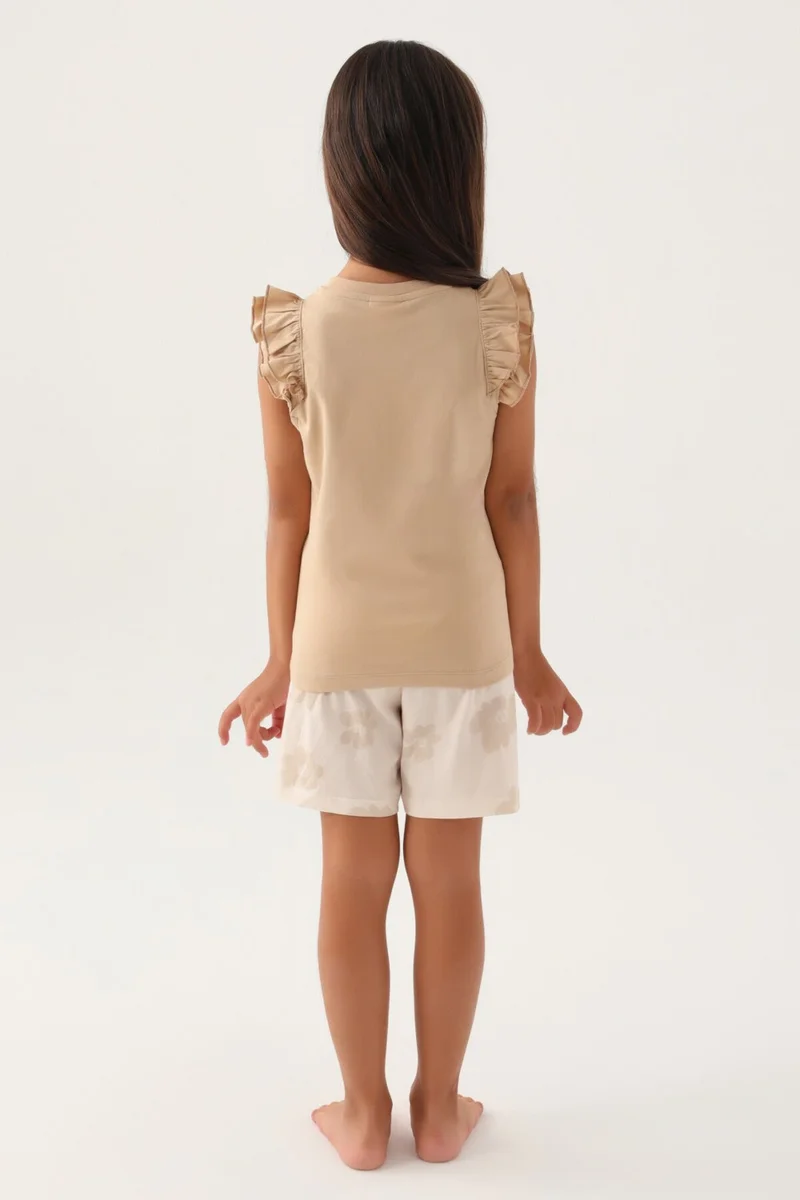 U.S. Polo Assn. Base. Polo Assn Licensed Frilly Beige Girls' Shorts Set