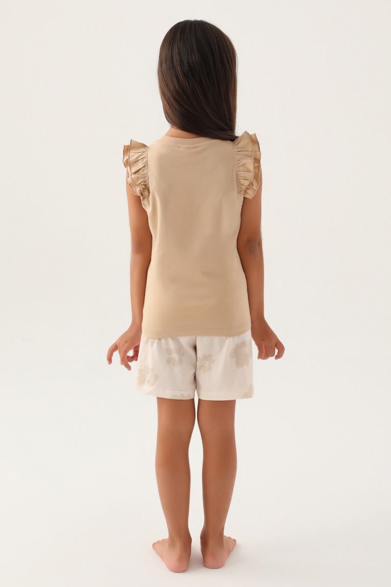 U.S. Polo Assn. Base. Polo Assn Licensed Frilly Beige Girls' Shorts Set  - Image 5