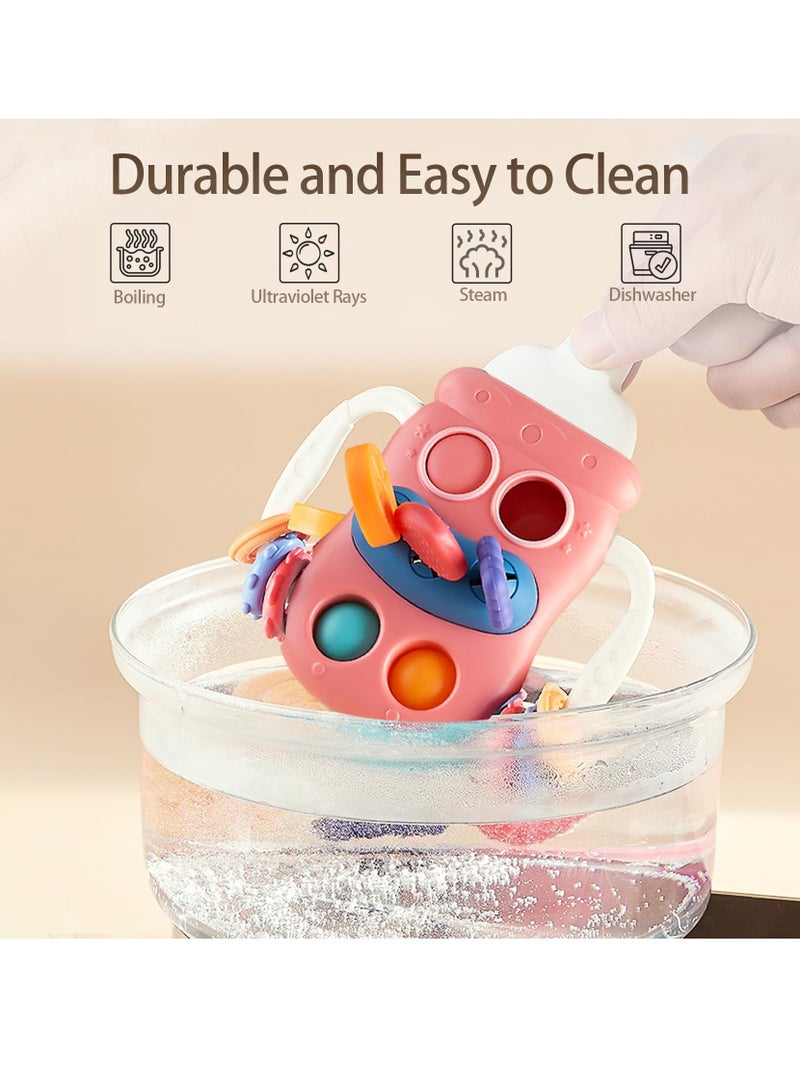 Excefore Baby Sensory Montessori Toy, Food Grade Silicone Pull String Teething Toy for 6-18 Months, Sensory Activity Toy for Toddlers, Travel, Fine Motor Skills Gift for 1-3 Year Olds (Pink)  - Image 4