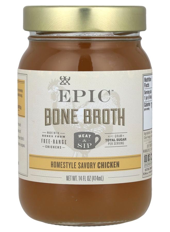 Epic Bone Broth Homestyle Savory Chicken 14 fl oz (414 ml)