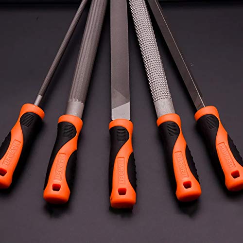 Harden Professional 8" (200mm) 5Pcs Metal File Set and Wood Rasp Set, Made from Super Hard T2 Steel, Comfortable TPR Handle - 610631 - Image 4