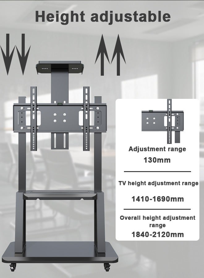 SKY-TOUCH Rolling TV Cart TV Stand Mobile Flat Screen with Lockable Casters Stand Height Adjustable 2 Tier AV Shelves for Large Flat Panel LED LCD Plasma Screen 32-75 inch VESA 600x400mm  - Image 2