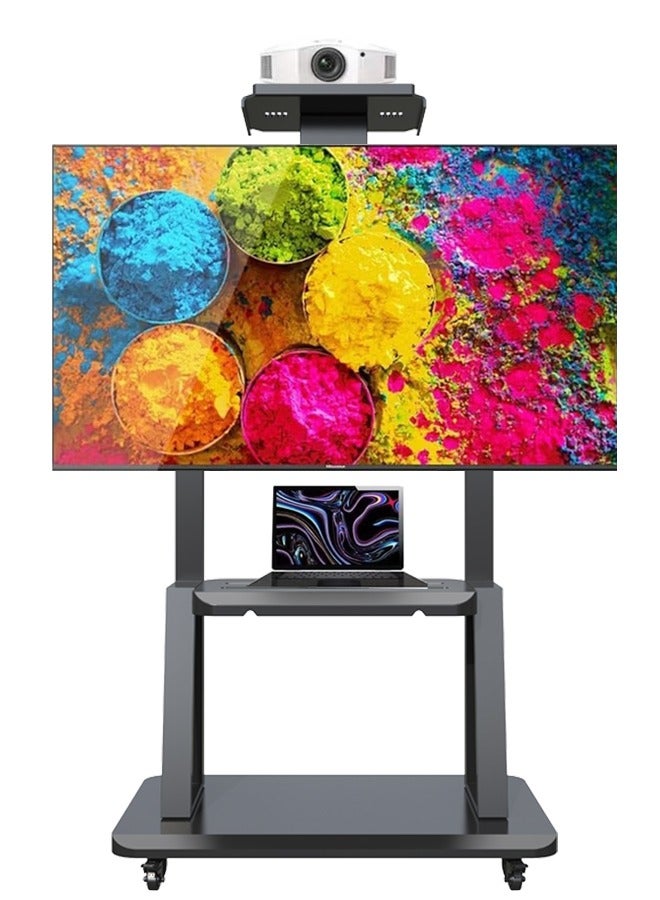 SKY-TOUCH Rolling TV Cart TV Stand Mobile Flat Screen with Lockable Casters Stand Height Adjustable 2 Tier AV Shelves for Large Flat Panel LED LCD Plasma Screen 32-75 inch VESA 600x400mm  - Image 1