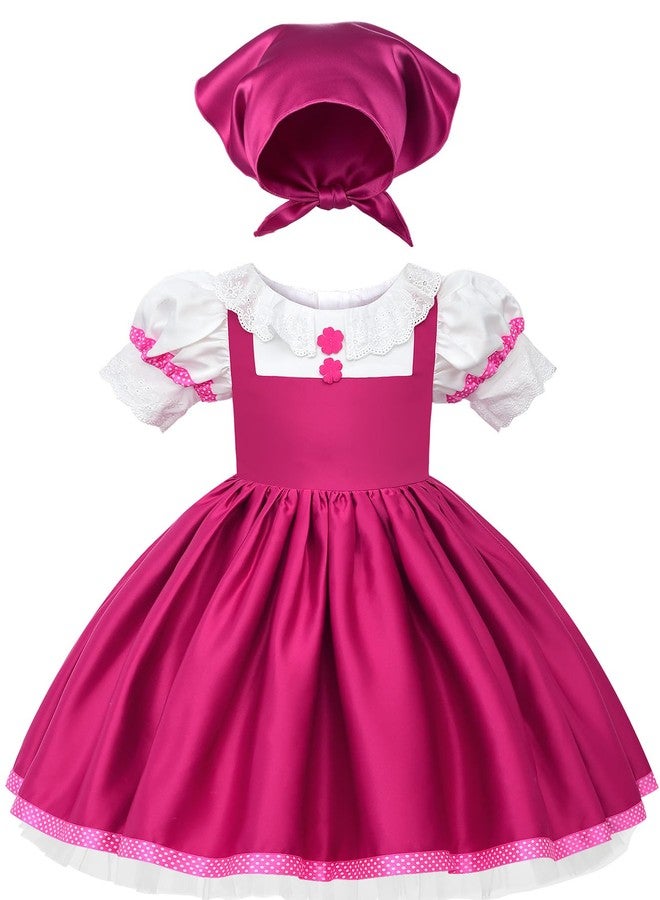 JerrisApparel Girls Folk Storybook Costume Dress Oktoberfest Halloween Cosplay Party (4-5 Years, Rose) - Image 1