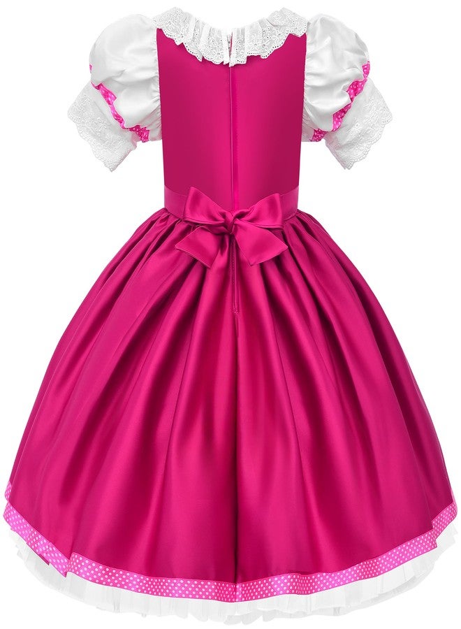 JerrisApparel Girls Folk Storybook Costume Dress Oktoberfest Halloween Cosplay Party (4-5 Years, Rose) - Image 2
