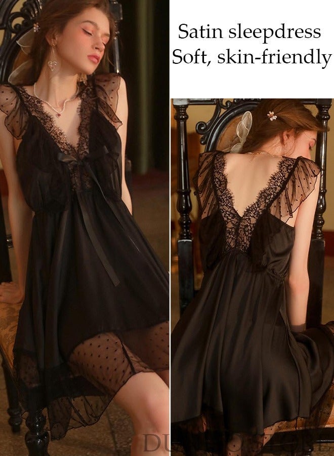 DUNISO Women's Sleeveless Nightgown Sweet Night Dress V neck Pajama Dress Sleepwear Girls Comfortable Nightwear Summer Home Wear Lounge Dress - Image 5