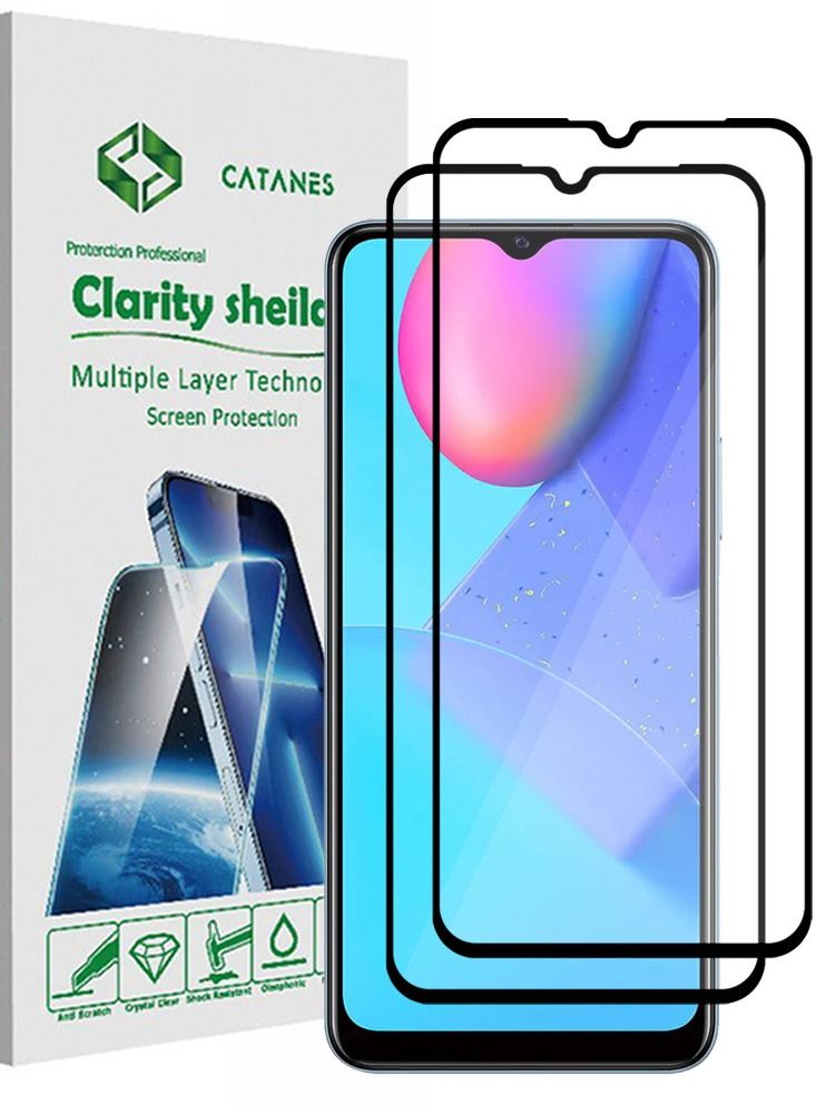 CATANES 2 Pack For Vivo Y12s Screen Protector Tempered Glass Full Glue Back - Image 1