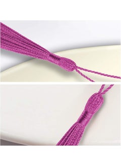 Generic 100 Pieces Dark Pink Tassels 13cm/5-Inch Silky Handmade Soft Tassels Floss Bookmark Tassels with 2-Inch Cord Loop for Jewelry Making, DIY Projects, Bookmarks  - Image 3
