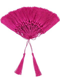 Generic 100 Pieces Dark Pink Tassels 13cm/5-Inch Silky Handmade Soft Tassels Floss Bookmark Tassels with 2-Inch Cord Loop for Jewelry Making, DIY Projects, Bookmarks  - Image 1