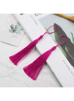 Generic 100 Pieces Dark Pink Tassels 13cm/5-Inch Silky Handmade Soft Tassels Floss Bookmark Tassels with 2-Inch Cord Loop for Jewelry Making, DIY Projects, Bookmarks  - Image 5