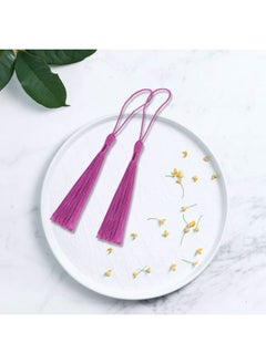 Generic 100 Pieces Dark Pink Tassels 13cm/5-Inch Silky Handmade Soft Tassels Floss Bookmark Tassels with 2-Inch Cord Loop for Jewelry Making, DIY Projects, Bookmarks  - Image 4