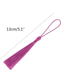 Generic 100 Pieces Dark Pink Tassels 13cm/5-Inch Silky Handmade Soft Tassels Floss Bookmark Tassels with 2-Inch Cord Loop for Jewelry Making, DIY Projects, Bookmarks  - Image 2