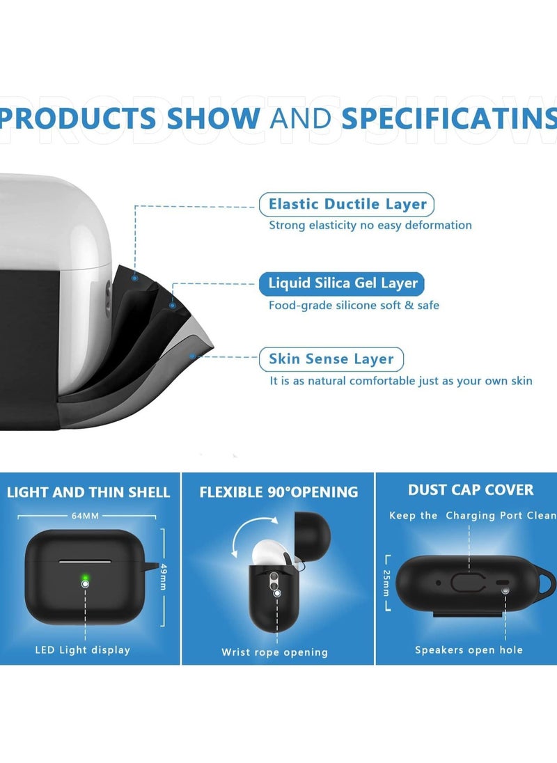 Silicone Protective Case for AirPods Pro 2, 8 in 1 Accessory Kit Airpod Keychain, Cleaning Brush, Strap, Accessory Box