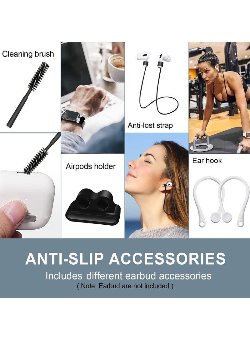 Silicone Protective Case for AirPods Pro 2, 8 in 1 Accessory Kit Airpod Keychain, Cleaning Brush, Strap, Accessory Box