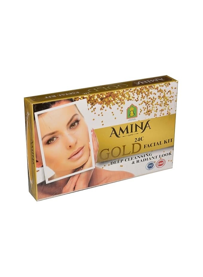 Amina Mixed 24k Gold Facial Kit for Glowing Skin, 5 Steps (Pack of 5) - Image 4