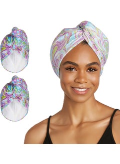Turbie Twist Turbie Twist Microfiber Hair Towel Wrap for Women and Men  2 Pack  Bathroom Essential Accessories  Quick Dry Hair Turban for Drying Curly Long  Thick Hair Purple Paisley 