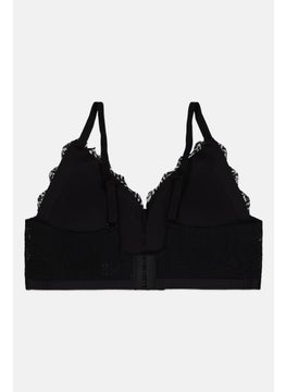 bebe Women Textured Lightly Padded Bra, Black  - Image 2