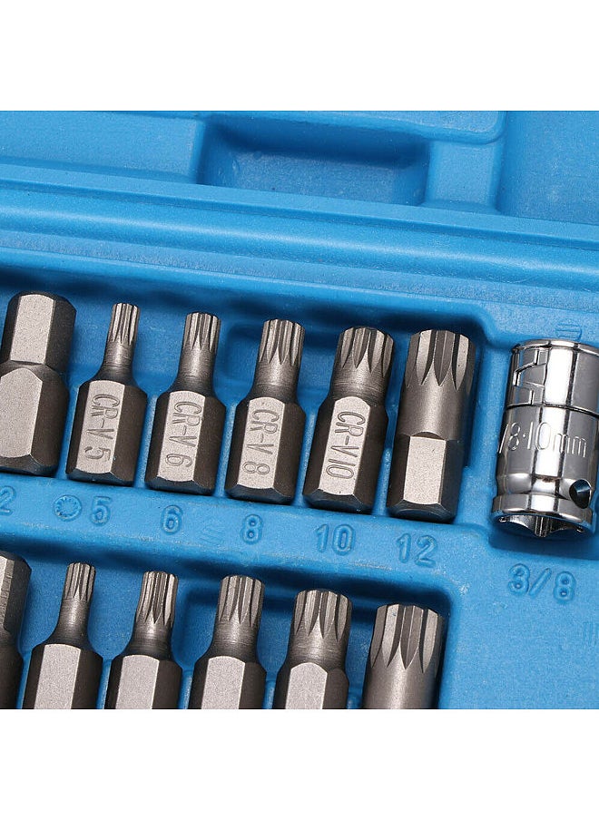 Generic - 40 in 1 Spline& Hex& Torx Star Bit Socket Set 3/8 1/2''Diameter Long Short Reach Allen Key with Storage Box - Image 1