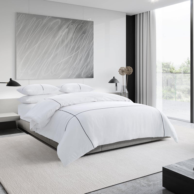 Vera Wang - Queen Duvet Cover Set, Soft Bedding Set with Matching Shams, Button Closure, Chic Room Essentials (Zig Zag White, Queen) - Image 4