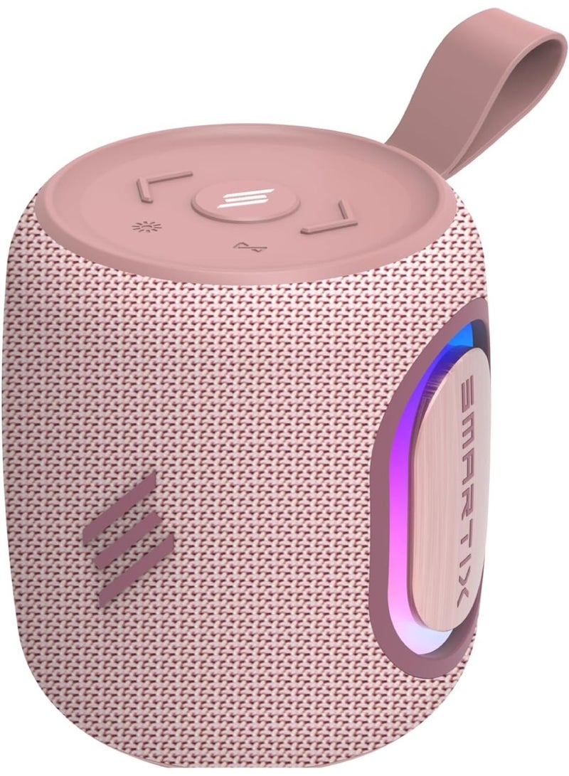 Smartix SoundPod Up Portable Bluetooth Speaker, IPX5 Water Resistant, 10 Meters Transmission, Bluetooth V5.3, Dual Pairing, RGB Light, Support SD Card, AUX, FM Radio - Pink (Fabric RGB, Pink) - Image 1