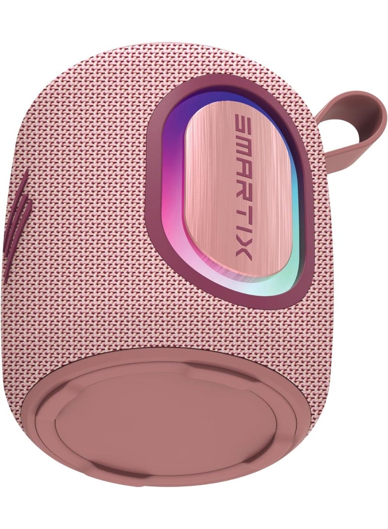 Smartix SoundPod Up Portable Bluetooth Speaker, IPX5 Water Resistant, 10 Meters Transmission, Bluetooth V5.3, Dual Pairing, RGB Light, Support SD Card, AUX, FM Radio - Pink (Fabric RGB, Pink) - Image 3