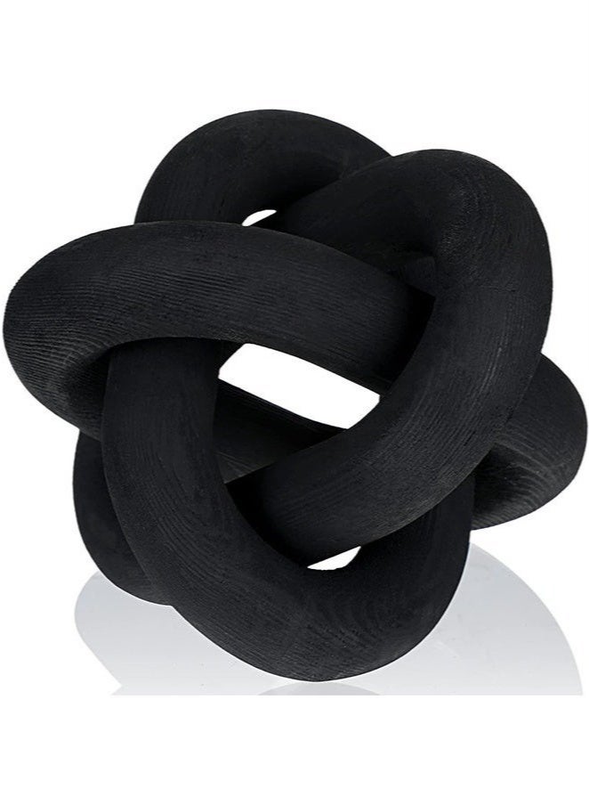 Bukela Wood Chain Link Decor 3 Link Wood Knot Hand Carved Coffee Table Decor Home Living Room Bedroom Decoration Black - Image 1