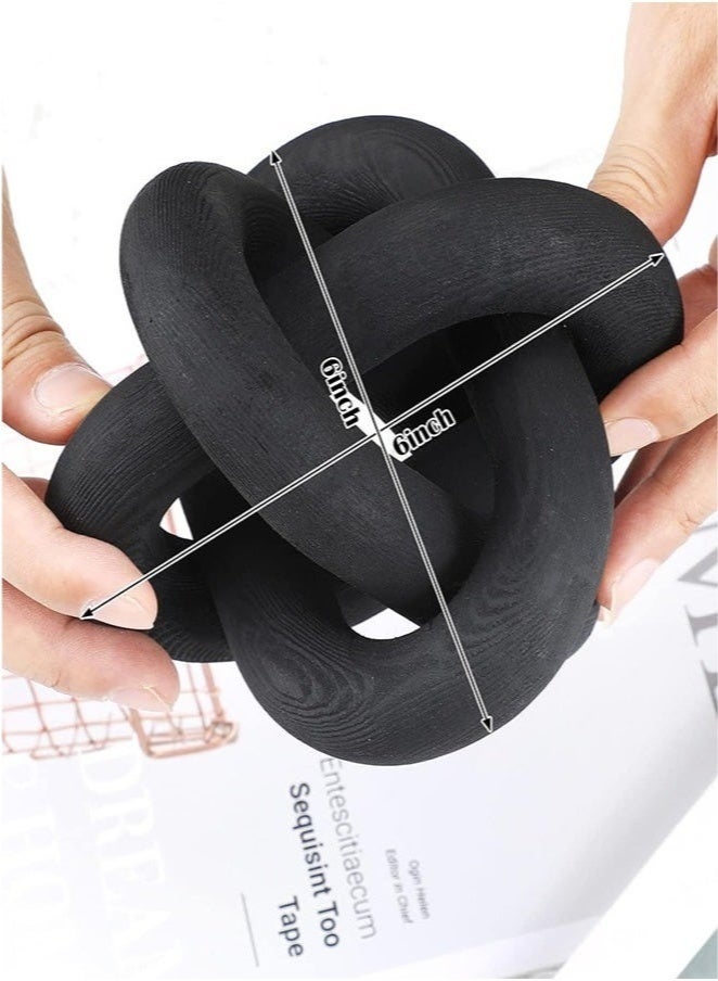 Bukela Wood Chain Link Decor 3 Link Wood Knot Hand Carved Coffee Table Decor Home Living Room Bedroom Decoration Black - Image 3