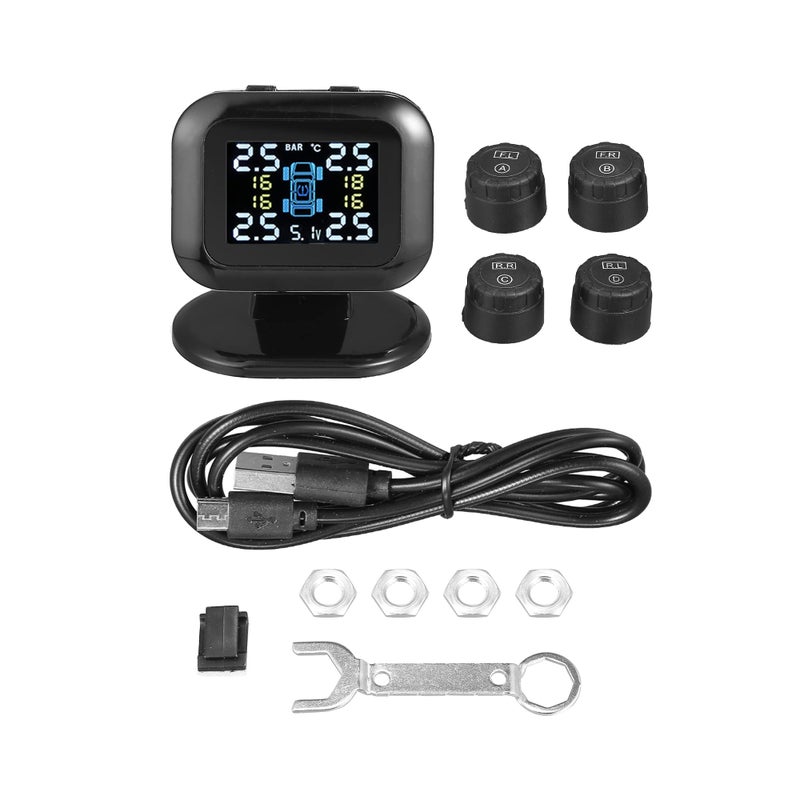 X AUTOHAUX X AUTOHAUX Tire Pressure Monitoring System TPMS USB Charger Monitor 5 Alarm Modes LCD Color Display with 4 External Sensors Temperature Pressure Universal for Car RV Trailer  - Image 1