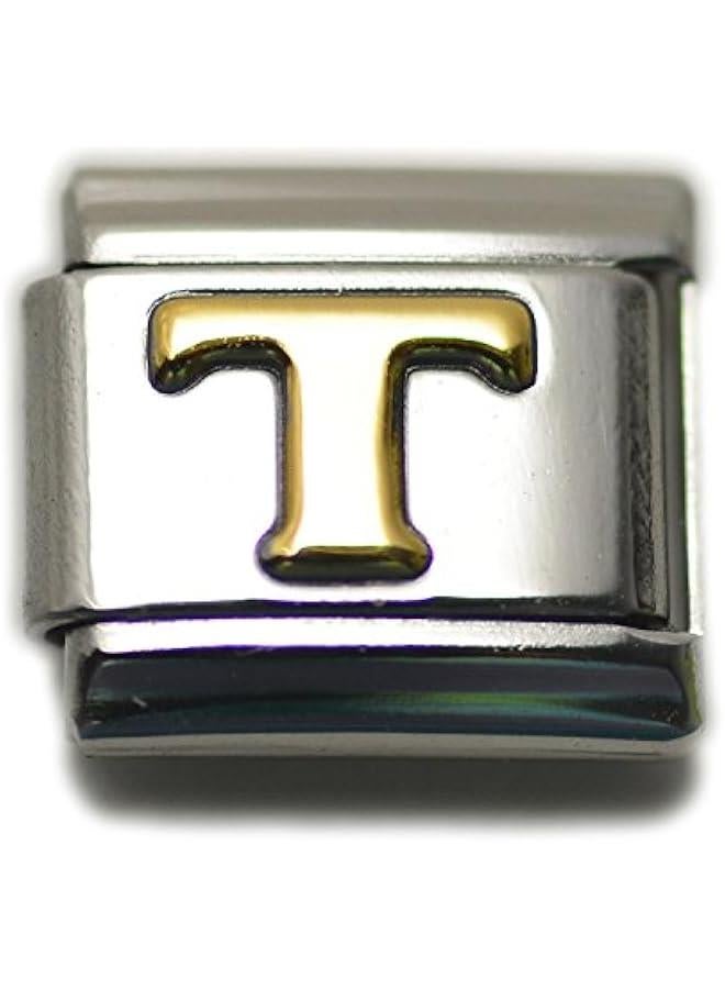 Arabest Alphabet Letter Initial, 9mm Traditional Classic Type Italian Modular Charm Bracelet Link - Stainless Steel - Image 1