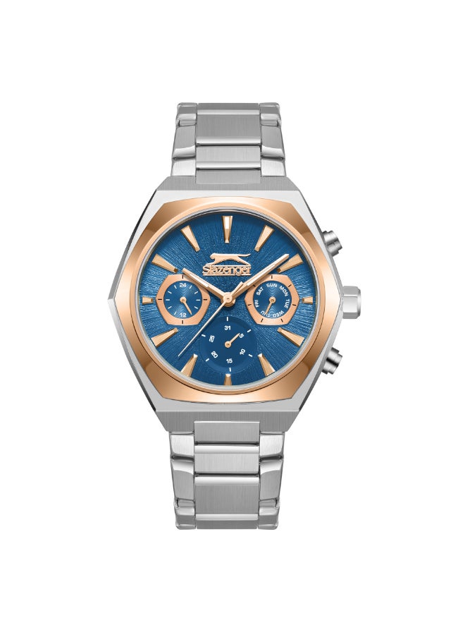 سلازنجر ساعة رجالية متعددة الوظائف بسوار معدني فضي - Image 1