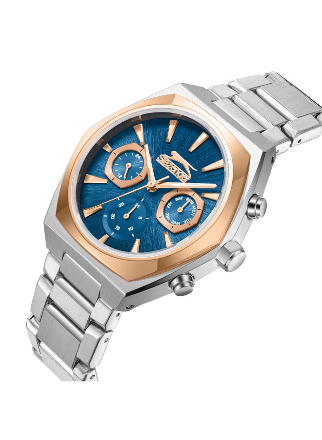 سلازنجر ساعة رجالية متعددة الوظائف بسوار معدني فضي - Image 2