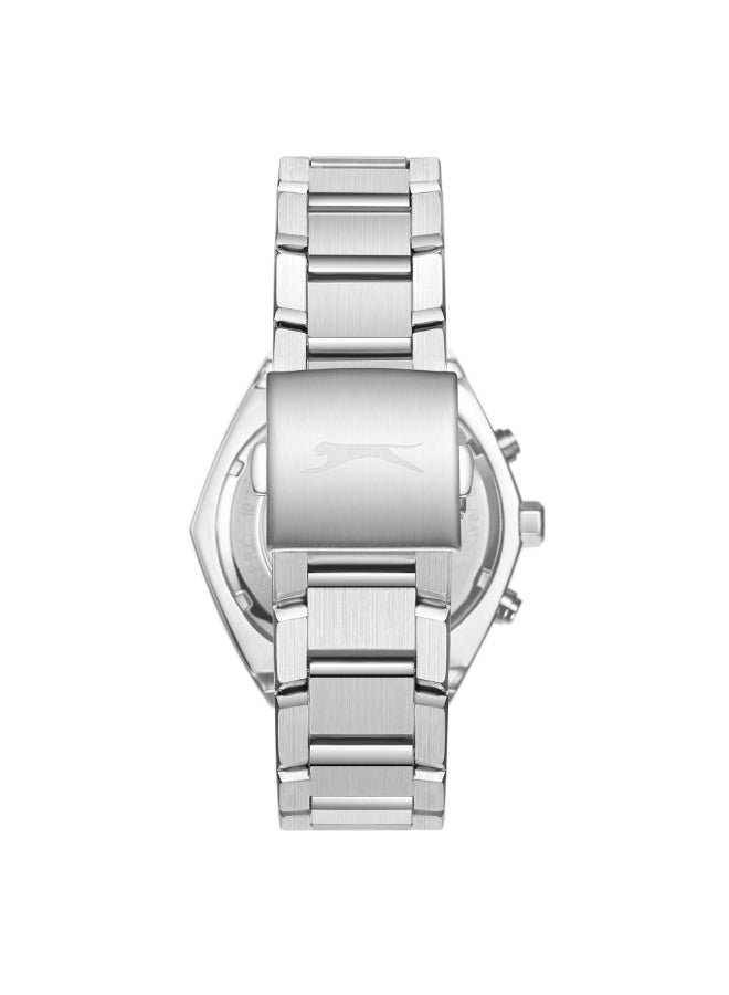 سلازنجر ساعة رجالية متعددة الوظائف بسوار معدني فضي - Image 4