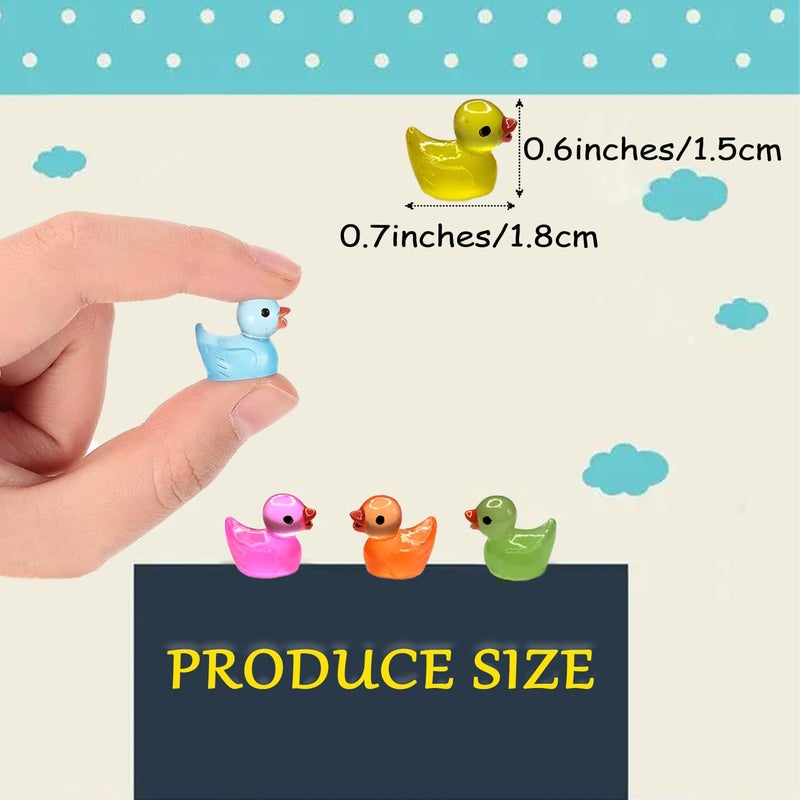 Cidinge 60 Pcs Mini Resin Ducks Luminous Tiny Ducks Miniature Duck Glow in The Dark for DIY Garden Dollhouse Duck Accessories Micro Landscape Aquarium Party Decor - Image 4