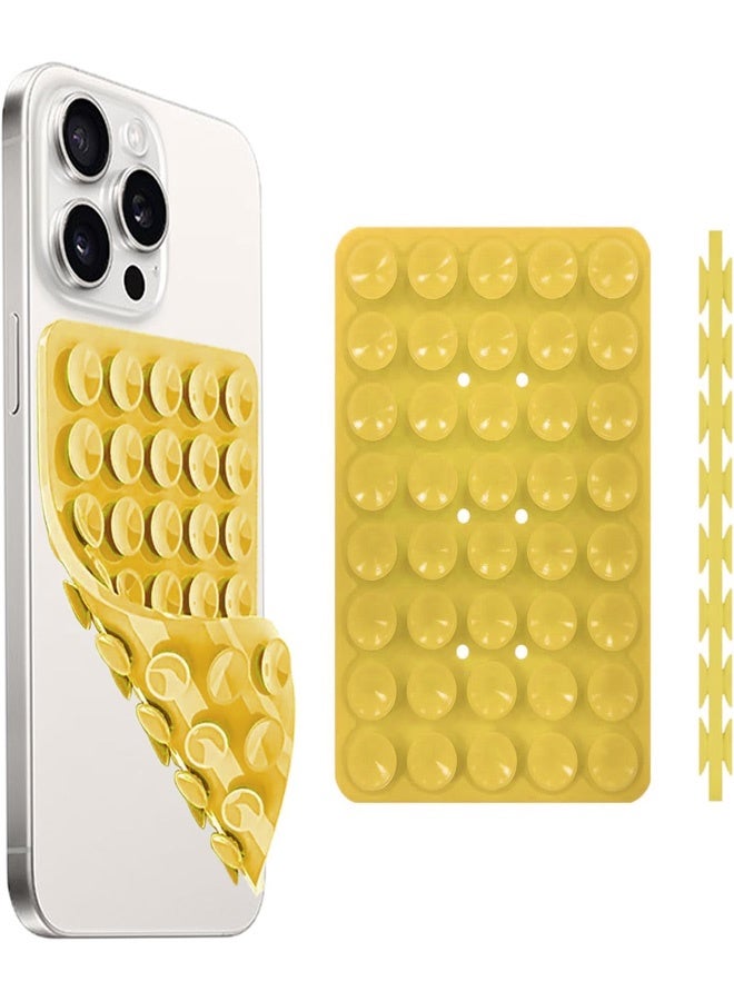 Silicone Suction Cup Phone Case Mount Double Sided, Phone Accessories Hands-Free Strong Grip Holder for Selfies and Videos, Silicon Phone Holder for iPhone and Android (Yellow) - Image 1