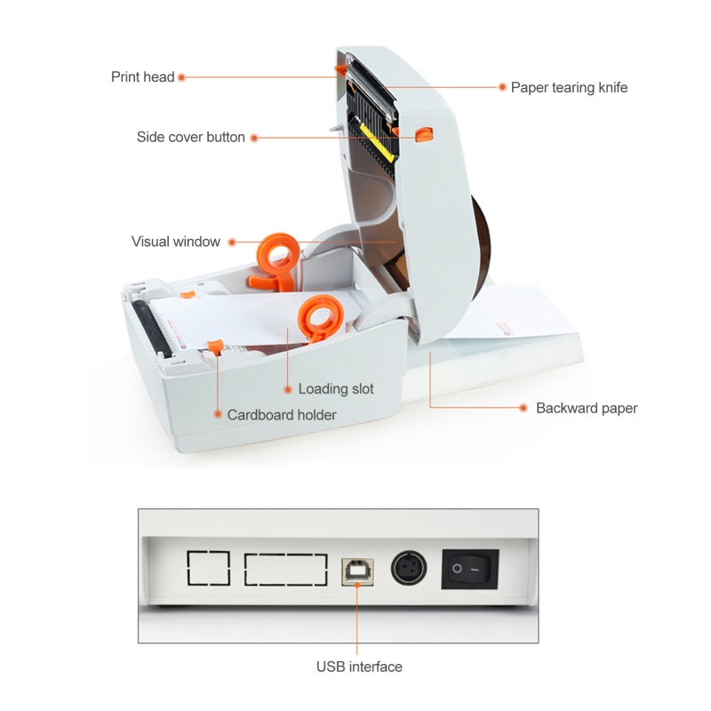 بايسوفيس طابعة ملصقات حرارية: حجم 4×6، توصيل متعدد الاستخدامات عبر البلوتوث والـ USB - سرعة طباعة سريعة 160 مم/ثانية، تصميم مضغوط للشركات الصغيرة عبر الإنترنت، للاستخدام في الشحن وإصدار القوائم - Image 4