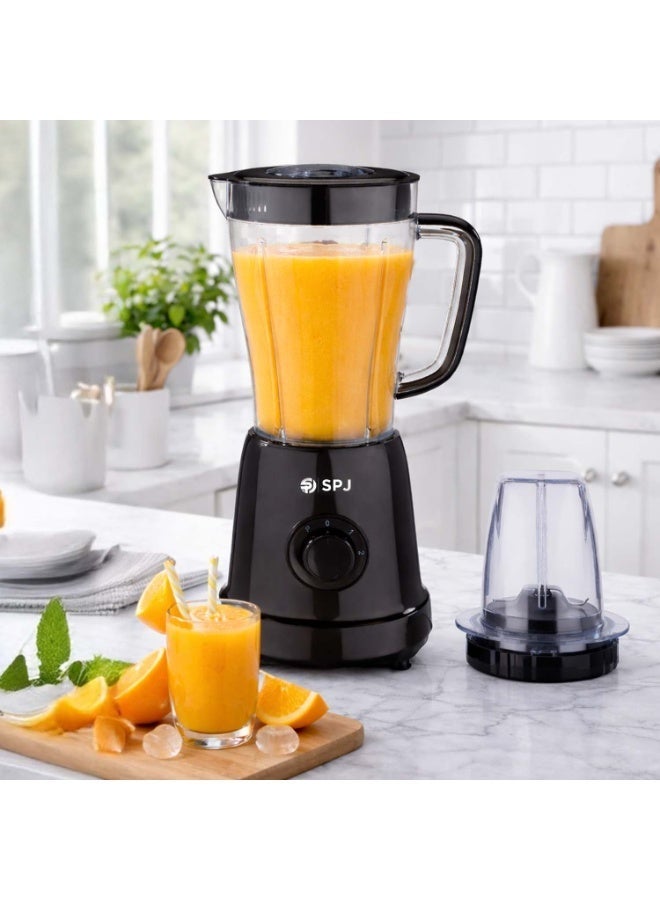 SPJ 500W Stand Blender Mixer Grinder, 1.5L Jar & 250ML Grinder Cup, 2-Speed Control with Pulse, Stainless Steel 4-Blade System, Anti-Slip Base, Black Finish, 1 Year Warranty - Image 2