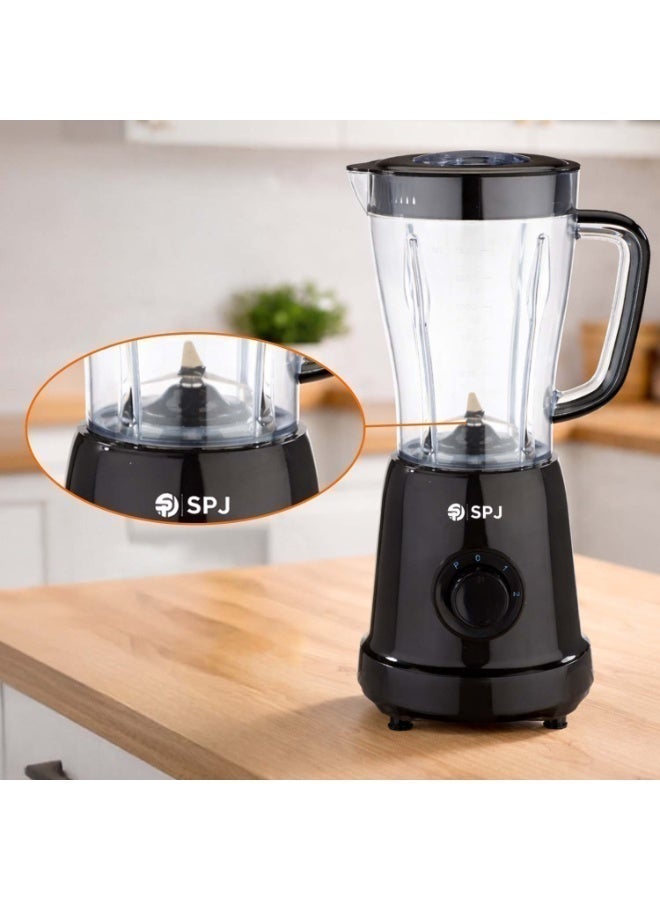 SPJ 500W Stand Blender Mixer Grinder, 1.5L Jar & 250ML Grinder Cup, 2-Speed Control with Pulse, Stainless Steel 4-Blade System, Anti-Slip Base, Black Finish, 1 Year Warranty - Image 3